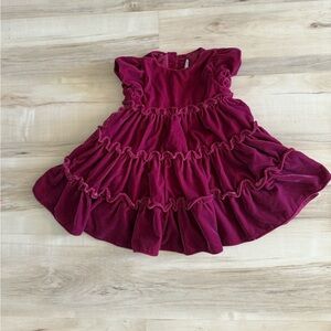 Janie and Jack Baby Ruffled Velvet Tiered Dress Raspberry Pink 12-18 month